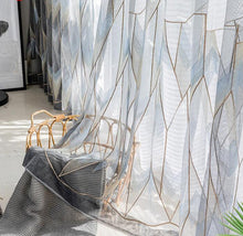 画像をギャラリービューアに読み込む, 【オーダー可】Nordic Embroidered Geometric Tulle Curtain 幾何刺繍カーテン(2色展開)