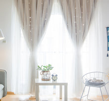 画像をギャラリービューアに読み込む, 【オーダー可】Romantic Star Double Layer Curtains 透かし彫り星柄の二重カーテン(七色展開)