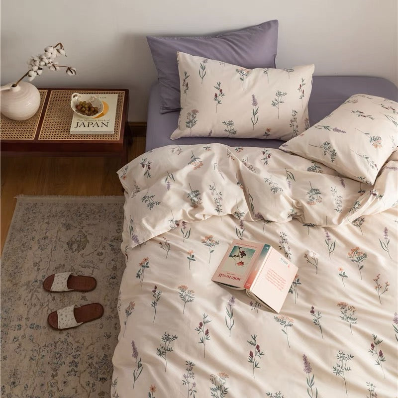 六畳の憩 Purple Flowers Bedding Set パープルフラワー寝具カバーセット