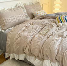 Load image into Gallery viewer, Seersucker Ruffles Bedding Set シアサッカーフリル寝具カバーセット