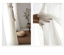 画像をギャラリービューアに読み込む, 【オーダー可】White Linen Tulle Curtain ホワイトリネンレースカーテン