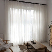画像をギャラリービューアに読み込む, 【オーダー可】White Linen Tulle Curtain ホワイトリネンレースカーテン