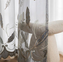画像をギャラリービューアに読み込む, 【オーダー可】Feather Embroidered Lace Curtain 羽根柄刺繍レースカーテン