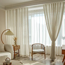 画像をギャラリービューアに読み込む, 【オーダー可】Blue Stripe Linen Curtain ブルーストライプリネンカーテン