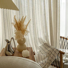 画像をギャラリービューアに読み込む, 【オーダー可】Blue Stripe Linen Curtain ブルーストライプリネンカーテン