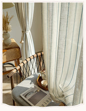 画像をギャラリービューアに読み込む, 【オーダー可】Blue Stripe Linen Curtain ブルーストライプリネンカーテン