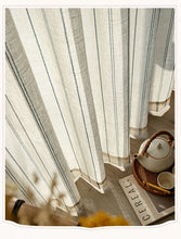 画像をギャラリービューアに読み込む, 【オーダー可】Blue Stripe Linen Curtain ブルーストライプリネンカーテン