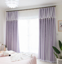 画像をギャラリービューアに読み込む, 【オーダー可】Romantic Star Double Layer Curtains ver.2 星柄の二重カーテンアップグレード版
