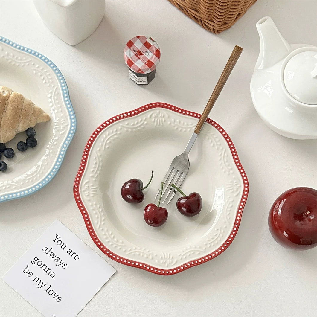 French Embossed Flower Plate 浮き彫りフラワープレート