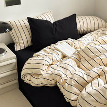 画像をギャラリービューアに読み込む, Nordic Black Stripe Bedding Set ブラックストライプ寝具カバーセット
