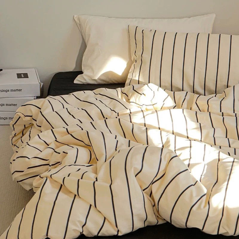 Nordic Black Stripe Bedding Set ブラックストライプ寝具カバーセット