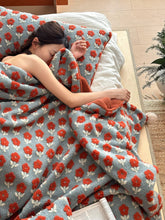 Load image into Gallery viewer, Two-Color Bloom Embossed Blanket フラワーボア ブランケット
