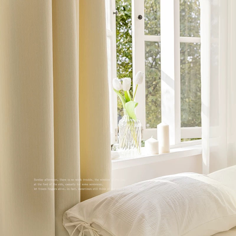 六畳の憩【オーダー可】Thin-Wrinkle Shading Curtain 細かいシワ入り厚手遮光カーテン