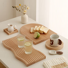 Load image into Gallery viewer, Wooden Nordic Style Water Ripple Board ウッドトレイ ウエーブプレート
