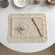 画像をギャラリービューアに読み込む, Ivory Fringed Weave Mat アイボリーフリンジ織りマット
