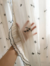 画像をギャラリービューアに読み込む, 【オーダー可】Black Camellia Lace Curtain ブラック椿レースカーテン
