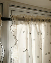 画像をギャラリービューアに読み込む, 【オーダー可】Black Camellia Lace Curtain ブラック椿レースカーテン
