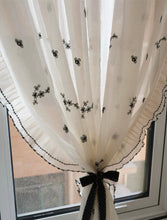 画像をギャラリービューアに読み込む, 【オーダー可】Black Camellia Lace Curtain ブラック椿レースカーテン
