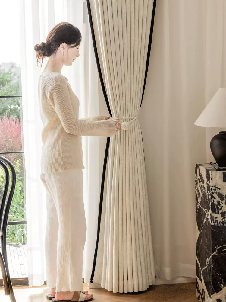 六畳の憩【オーダー可】Chenille Black Edged Shading Curtain