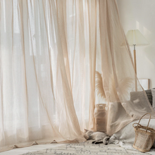 Load image into Gallery viewer, 【オーダー可】Beige linen tulle curtains 北欧風リネンレースカーテン
