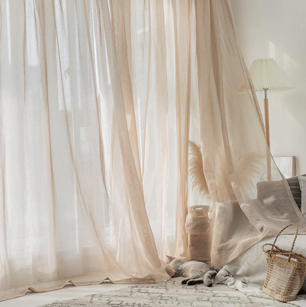 フレンチリネンカーテン ベージュ レースタッセル付き100×210×2枚 フレンチリネンカーテン ベージュ レースタッセル付き100×210×2枚