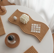 画像をギャラリービューアに読み込む, Wooden Nordic Style Water Ripple Board ウッドトレイ ウエーブプレート
