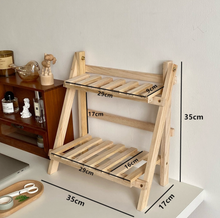 Load image into Gallery viewer, Wooden Double Layer Shelf 韓国風ウッドスタンド ディスプレイラック
