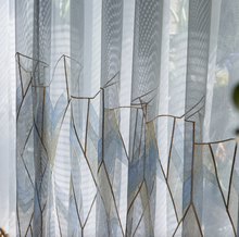 画像をギャラリービューアに読み込む, 【オーダー可】Nordic Embroidered Geometric Tulle Curtain 幾何刺繍カーテン（2色展開）

