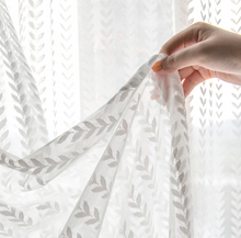 Load image into Gallery viewer, 【オーダー可】Modern White Leaf Tulle Curtain　ホワイト葉柄レースカーテン

