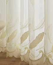 Load image into Gallery viewer, 【オーダー可】Feather Embroidered Lace Curtain 羽根柄刺繍レースカーテン
