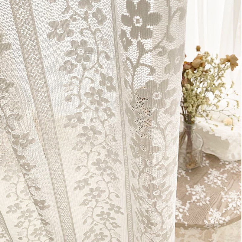 【オーダー可】French White Lace Tulle Curtain  姫系刺繍レースカーテン