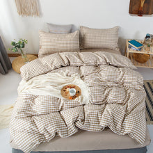 Load image into Gallery viewer, Cute Plaid Bedding Set チェック柄寝具カバー3点/4点セット
