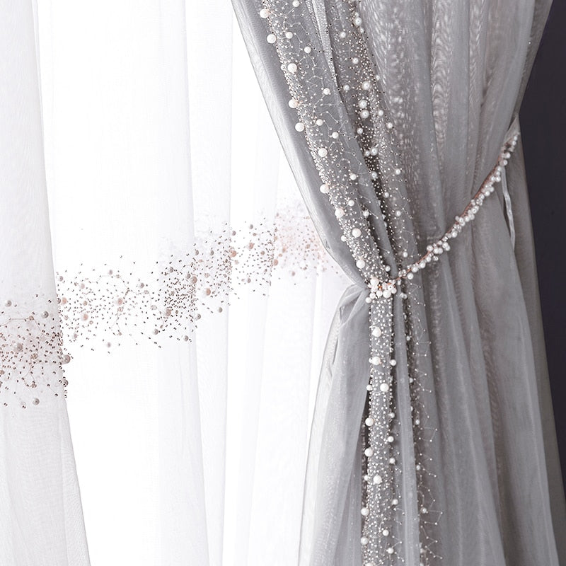 【オーダー可】Modern Pearl Curtains ビーズフリンジトリムカーテン 2種類
