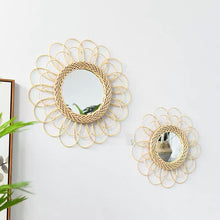 Load image into Gallery viewer, Flower Shape Rattan Mirror 花型壁掛けミラー
