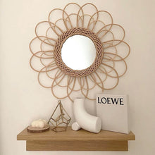 Load image into Gallery viewer, Flower Shape Rattan Mirror 花型壁掛けミラー
