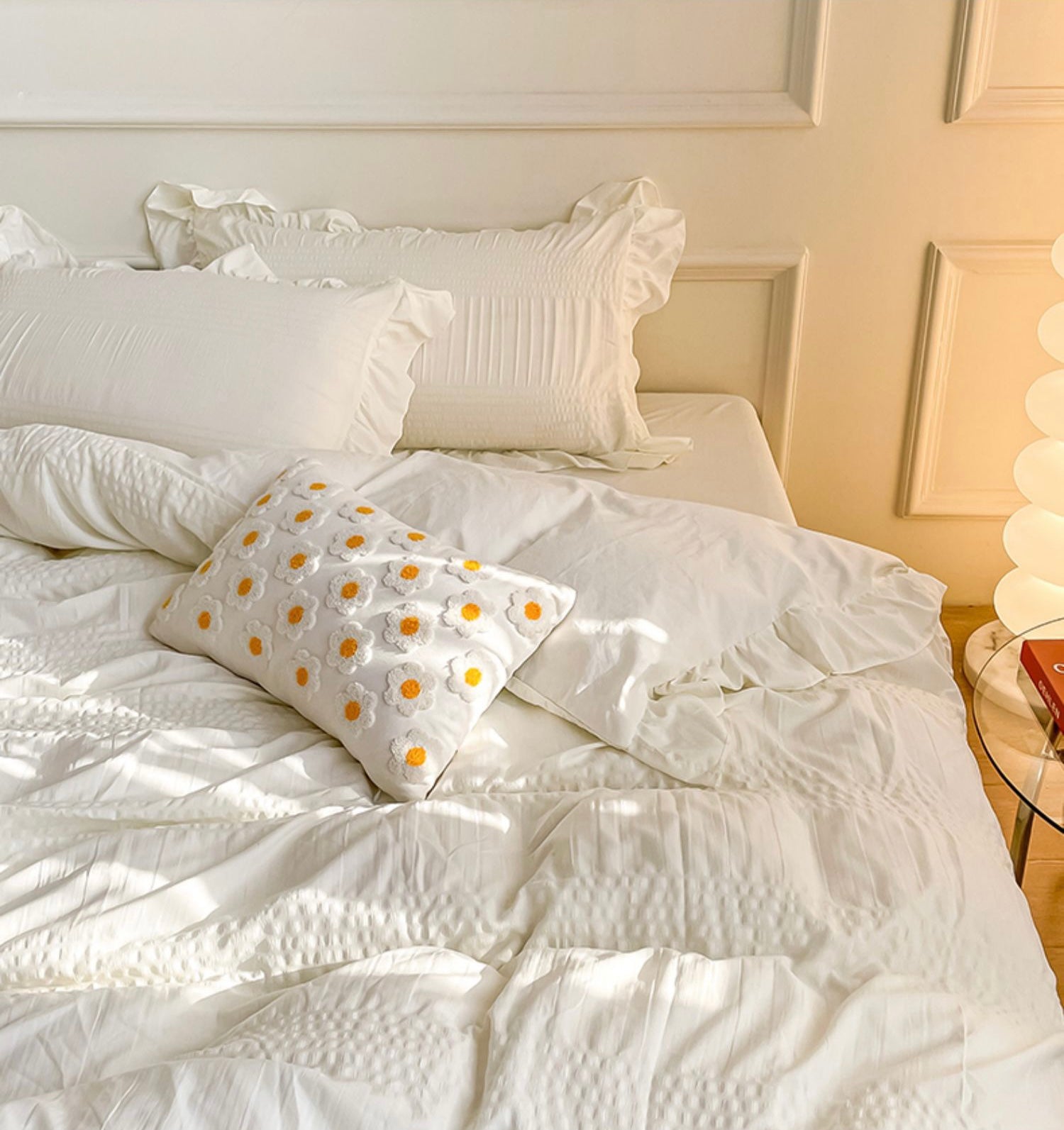 六畳の憩 Seersucker Ruffles Bedding Set シアサッカーフリル寝具