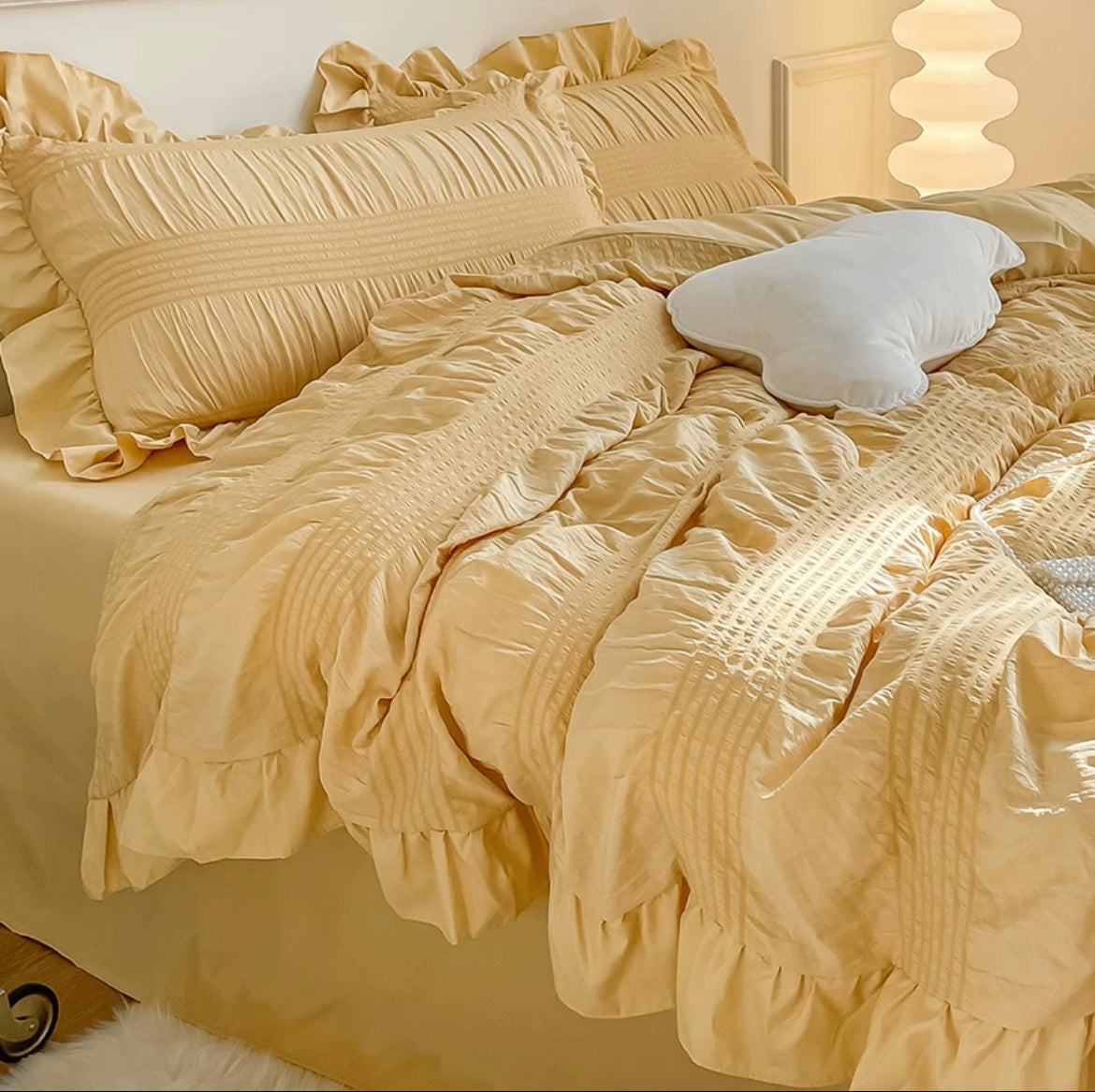 六畳の憩 Seersucker Ruffles Bedding Set シアサッカーフリル寝具