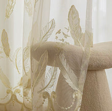Load image into Gallery viewer, 【オーダー可】Feather Embroidered Lace Curtain 羽根柄刺繍レースカーテン
