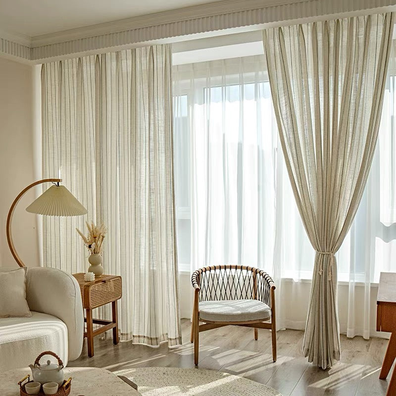 六畳の憩 Blue Stripe Linen Curtain ブルーストライプリネン 六畳の憩 Blue Stripe Linen Curtain ブルーストライプリネン