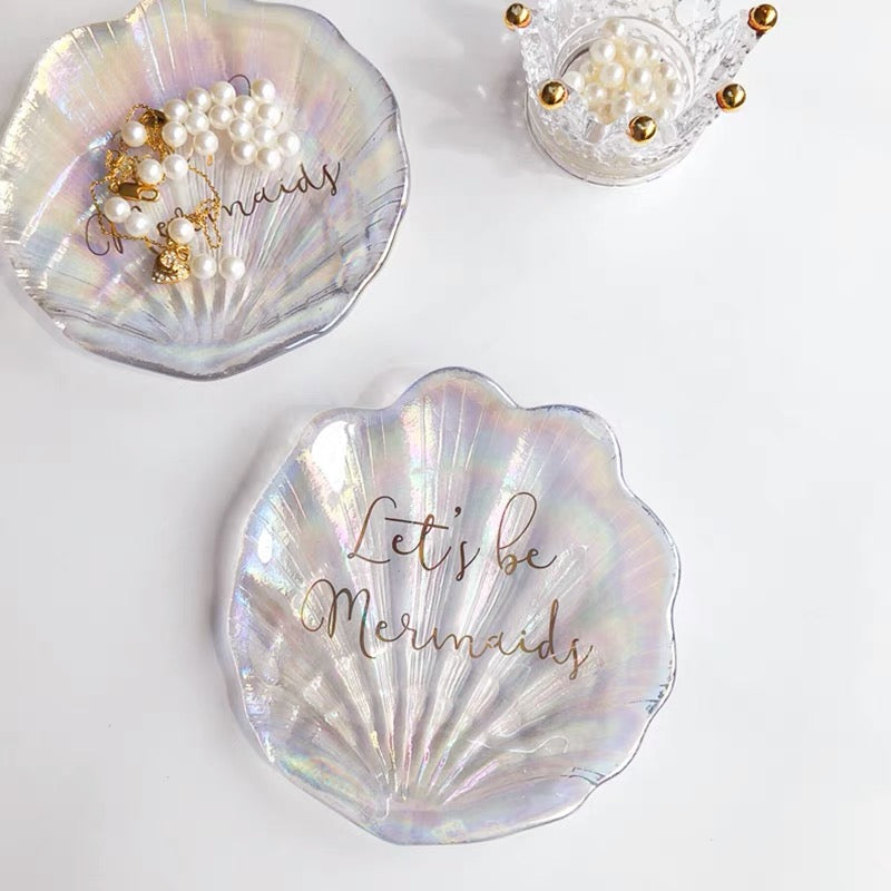 Mermaid Shell Glass Plate Ins風透明な貝殻トレイ